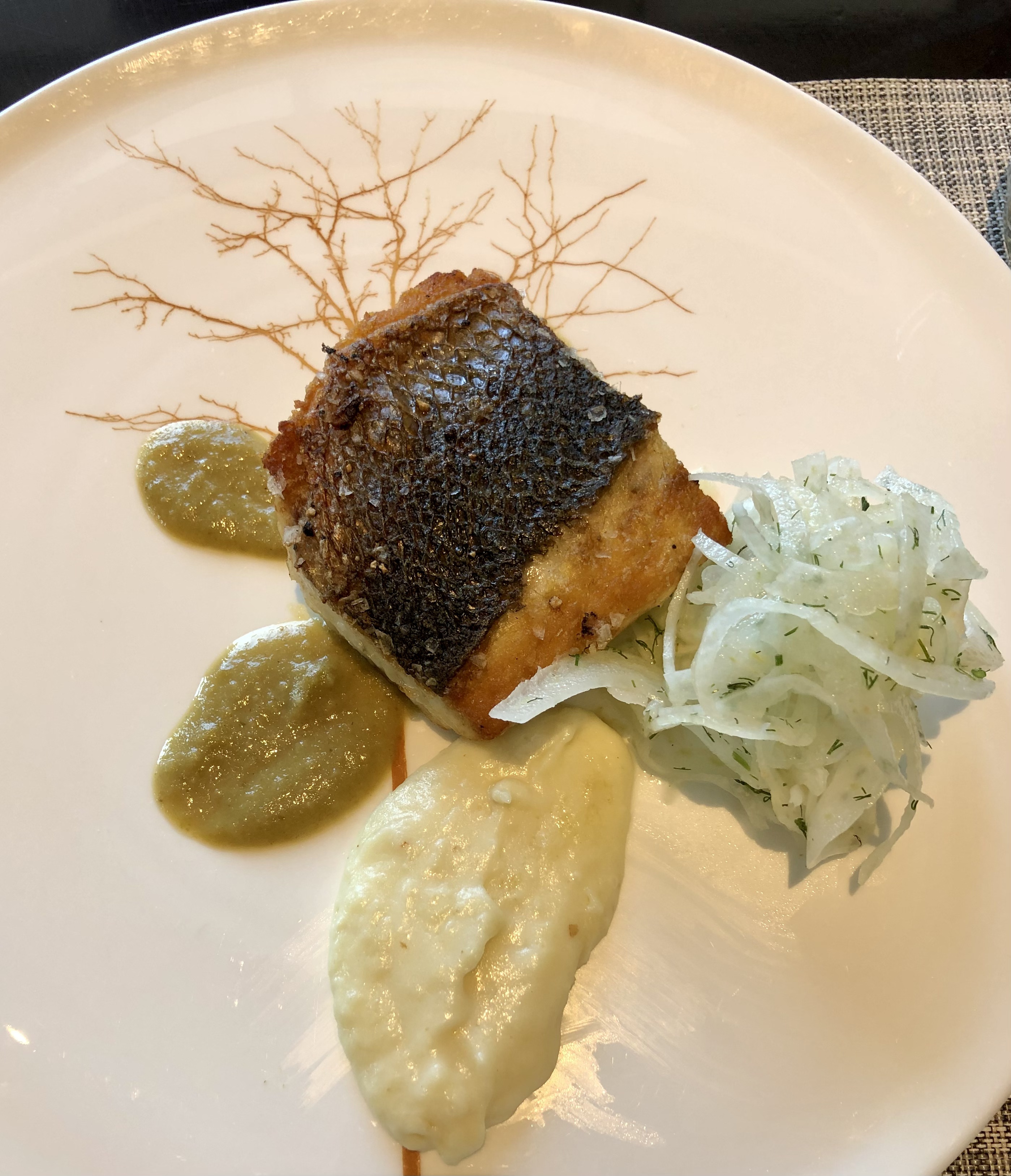 grilled seabass at BQ French Kitchen and Bar, Al Habtoor Palace, Hilton Dubai